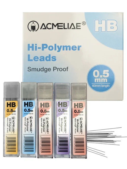 ACMELIAE Грифели для механических карандашей 0,5мм HB 5 туб, серый, фото 5