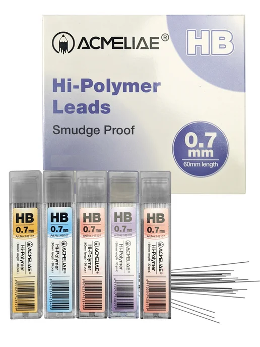 ACMELIAE Грифели для механических карандашей 0,7мм HB 5 туб, 0 7мм HB, фото 5