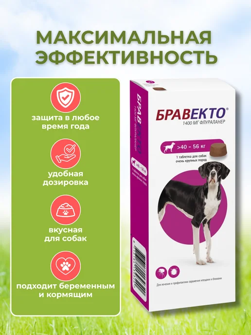 бравекто 1000 мг таблетки от клещей для собак 20-40 кг, 4056 кг, фото 2