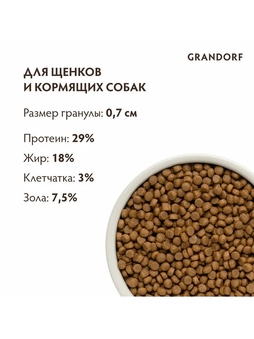 Сухой корм Grandorf' Беременных для собак, щенки, индейка, ягненок, 1 кг, фото 6