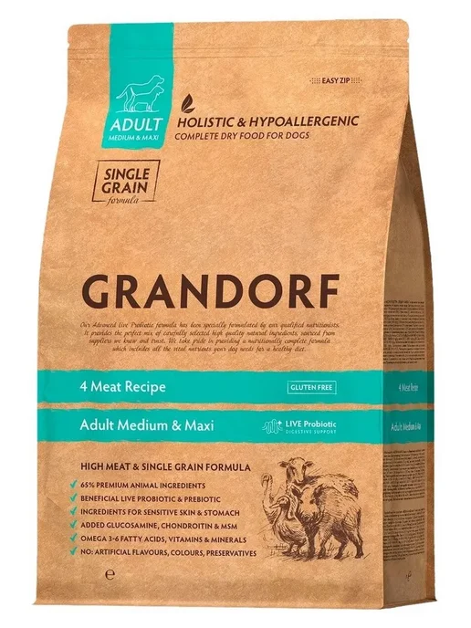 Сухой корм Grandorf' Holistic для собак, крупные, средние, мясо, 1 кг, фото 3