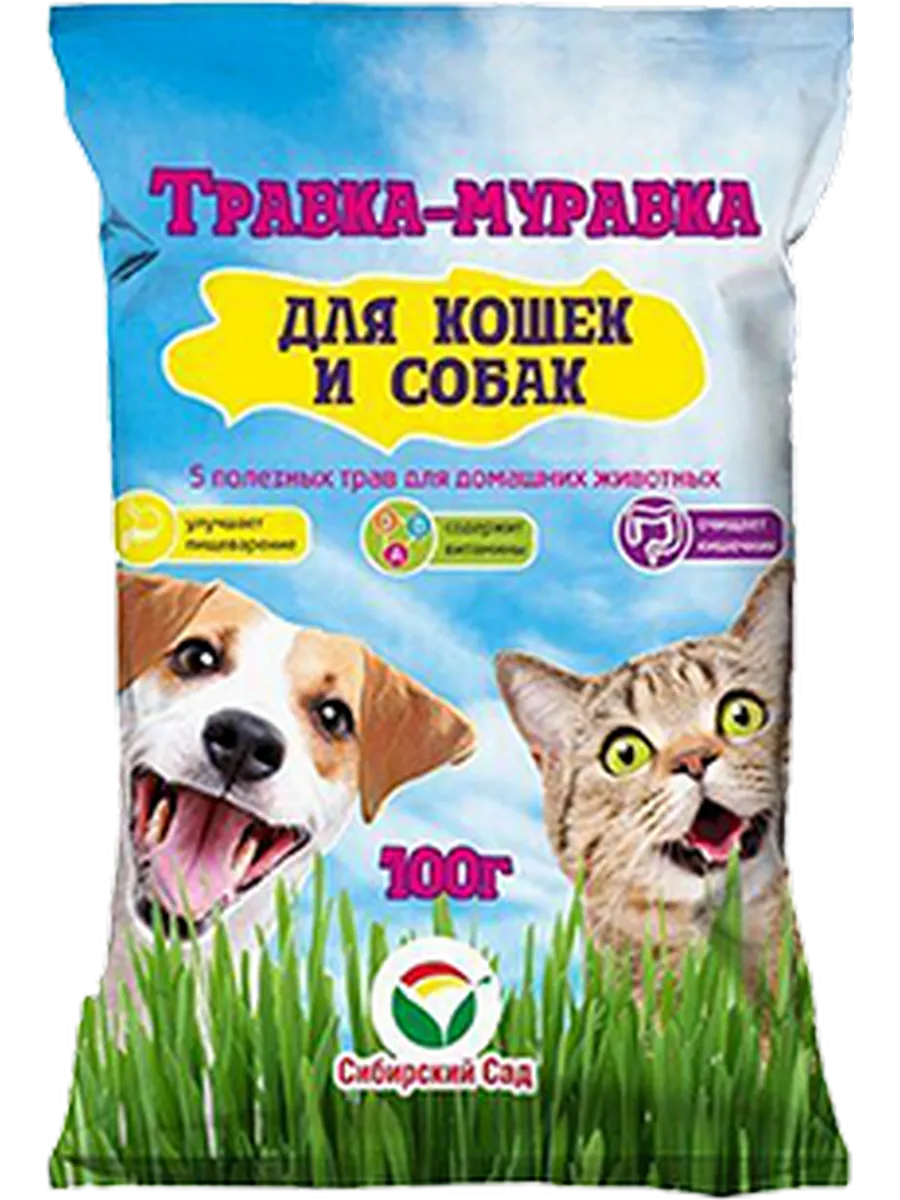 Семена Трава для кошек и собак "Травка-муравка", 100гр