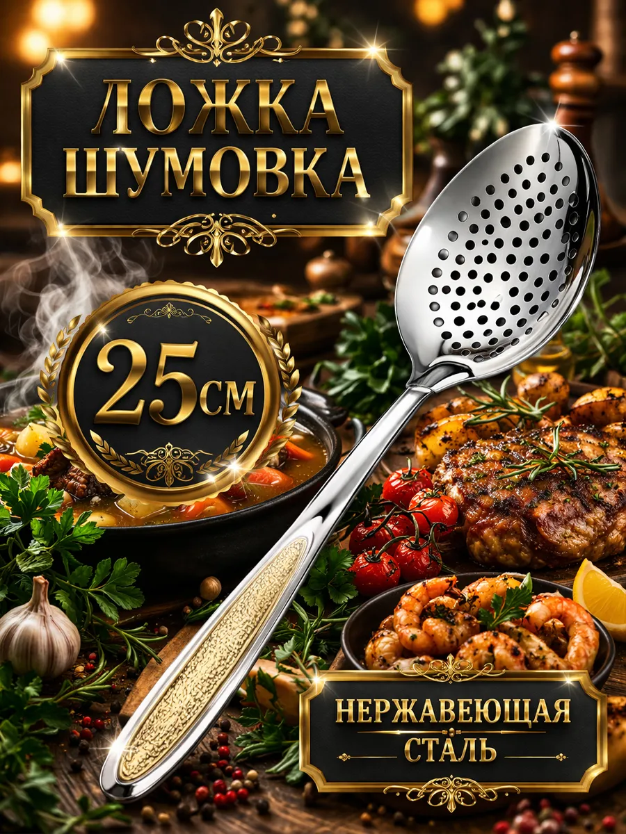 ложка шумовка металлическая для снятия пены
