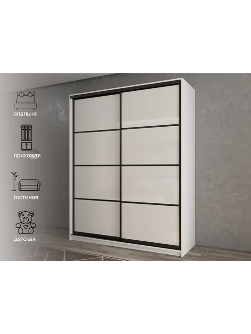 РВ-Мебель Шкаф-купе White&Black белый мод.16, черный, фото 3
