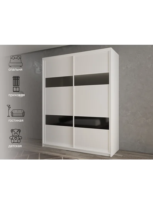 РВ-Мебель Шкаф-купе White&Black белый мод.7, черный, фото 2