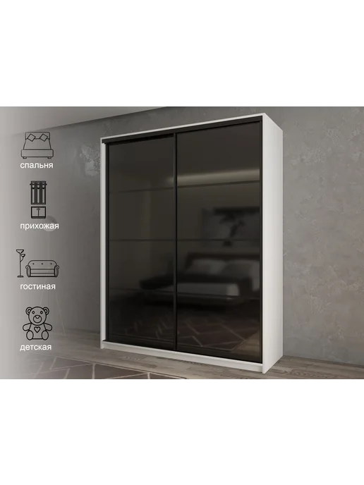 РВ-Мебель Шкаф-купе White&Black белый мод.15, черный, фото 3