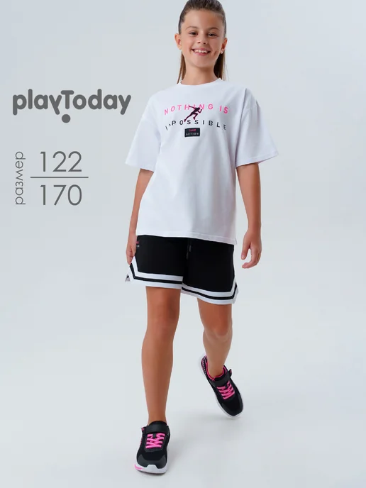 PlayToday Костюм спортивный в школу футболка оверсайз, шорты, черный