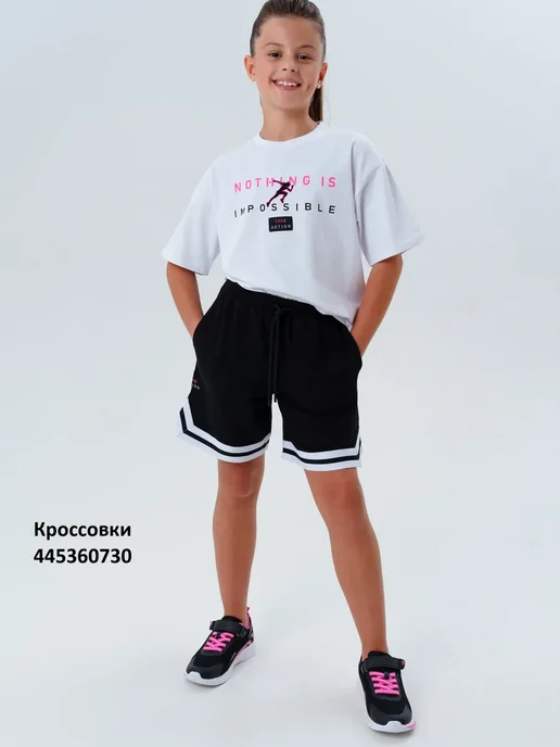 PlayToday Костюм спортивный в школу футболка оверсайз, шорты, черный, фото 4