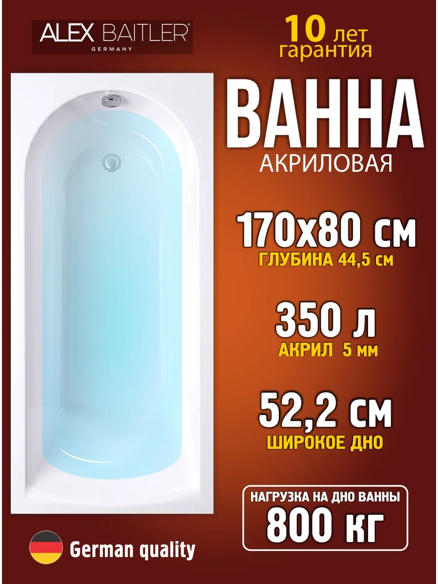 Ванна акриловая 170*80 без комплектующих