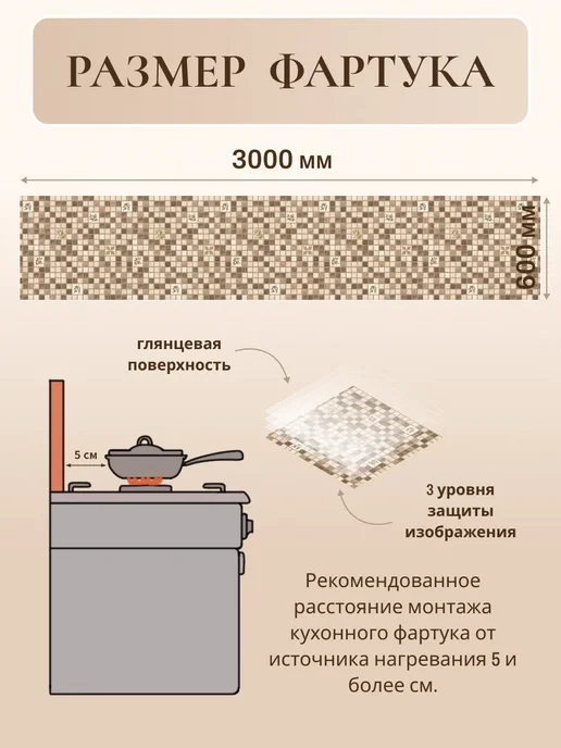 dellitas Кухонный фартук на стену 3000х600мм стеновая панель, желтый, фото 5