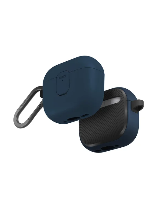 UNIQ Чехол для Airpods 4 и 5 CLYDE с магнитной крышкой, карабином, синий