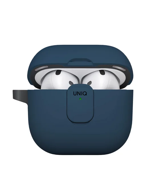 UNIQ Чехол для Airpods 4 и 5 CLYDE с магнитной крышкой, карабином, синий, фото 2