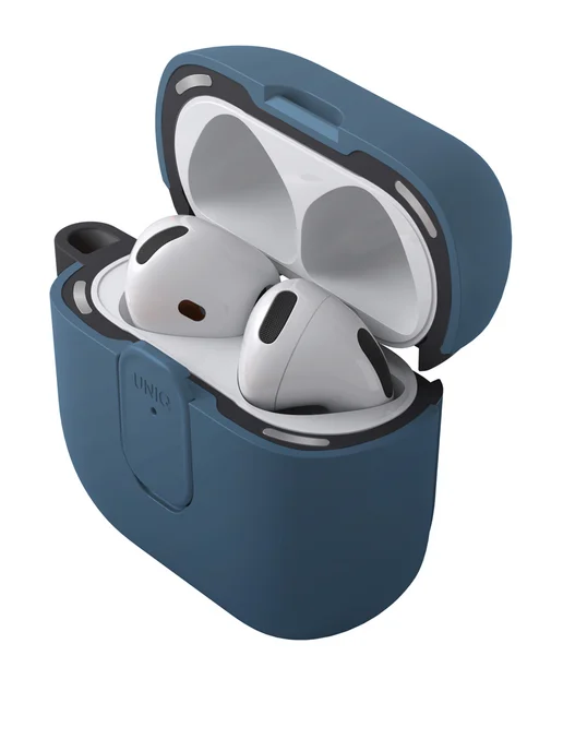 UNIQ Чехол для Airpods 4 и 5 CLYDE с магнитной крышкой, карабином, синий, фото 4