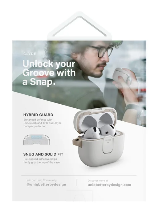 UNIQ Чехол для Airpods 4 и 5 CLYDE с магнитной крышкой, карабином, синий, фото 6