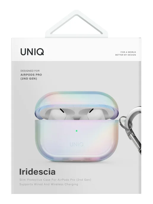 UNIQ Чехол для Airpods Pro 2 из силиконового пластика с карабином, голубой, фото 4