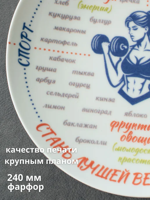 Добрушский фарфоровый завод Тарелка ЗОЖ ПП для женщины 1 штука, синий, фото 4