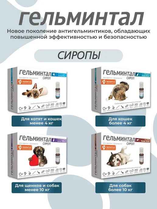 Гельминтал Сироп антигельминтный для собак более 10 кг 10 мл, 10 кг, 10 мл, фото 7