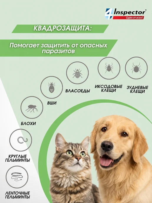 inspector Инспектор Квадро Табс для кошек и собак. таблетки 4 шт, 4 шт, фото 3