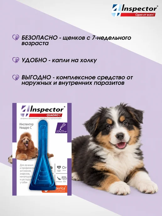 inspector Инспектор Квадро С Капли для собак 4-10 кг (1 пипетка), 1025 кг, фото 5