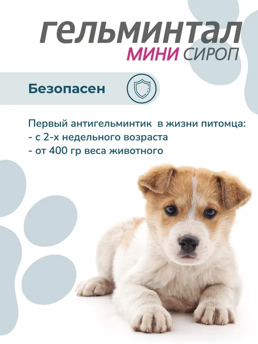 Гельминтал Мини Сироп для щенков и котят комбинированный 10 мл, 10 мл, фото 4