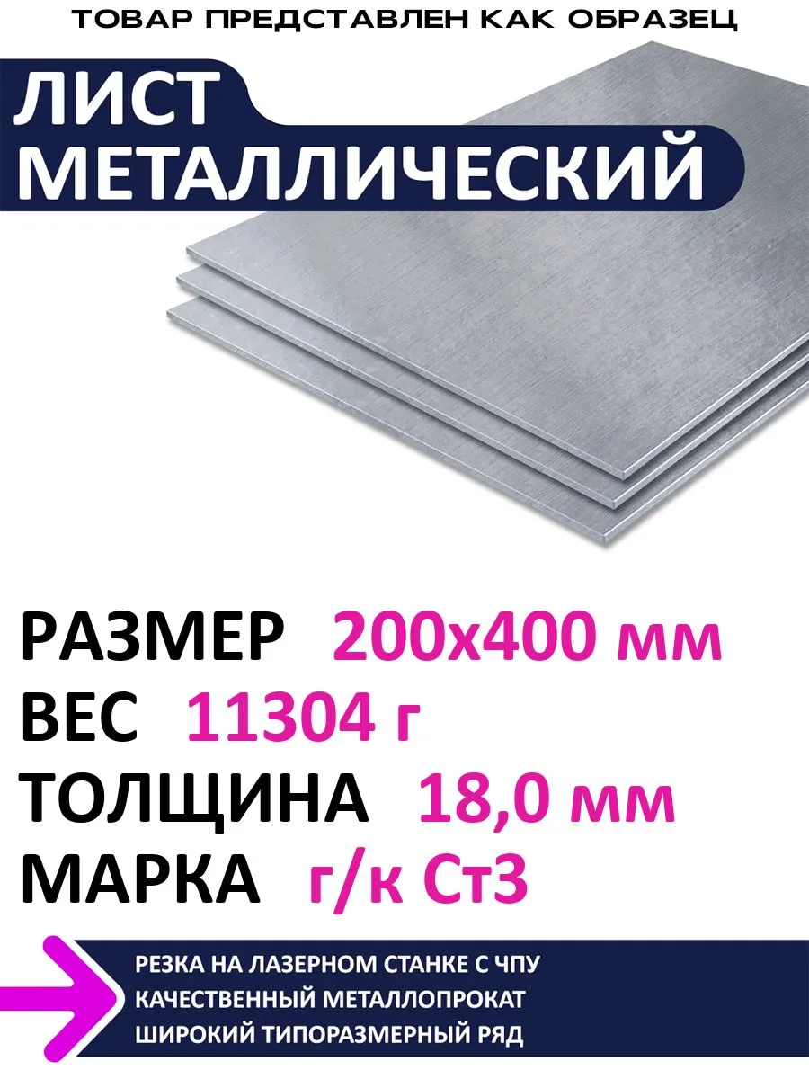 Лист металлический г/к 200х400х18,0 мм