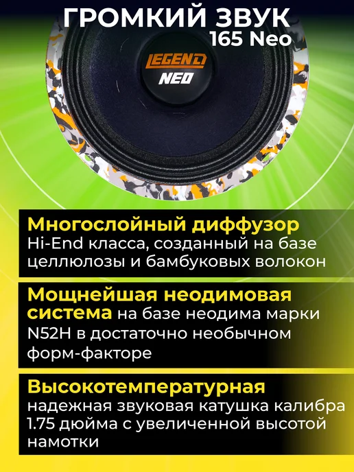 DL AUDIO Колонки автомобильные Legend 165 Neo (цена за пару), черный, фото 3