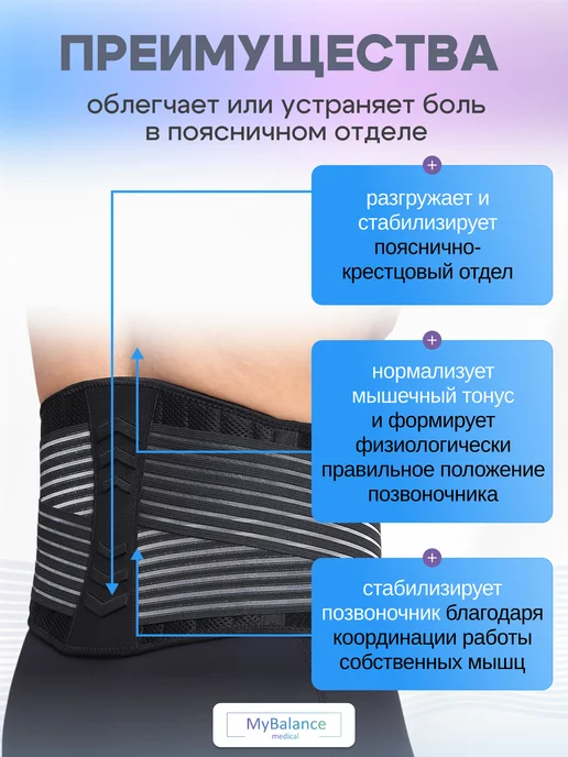 MyBalance Корсет поддерживающий ортопедический, черный, фото 2