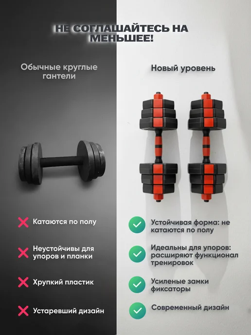 ARKI Гантели разборные 15 кг (2х7,5 кг) штанга трансформер, 2x7.5, 15 кг, фото 2