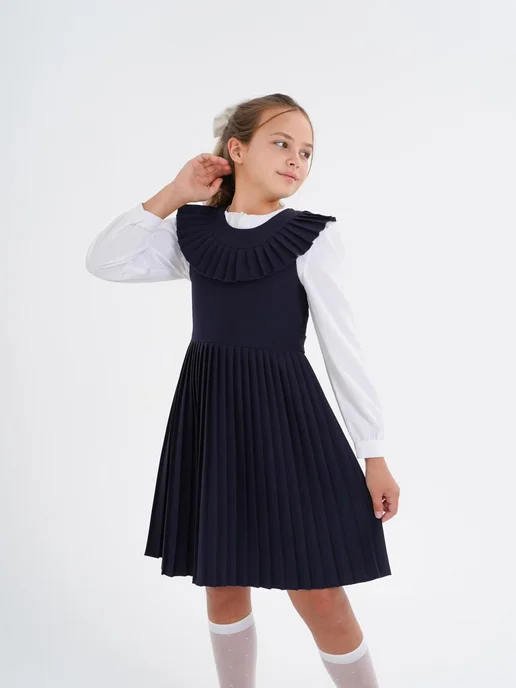 Mon fashion Сарафан школьный для девочки, синий, фото 2