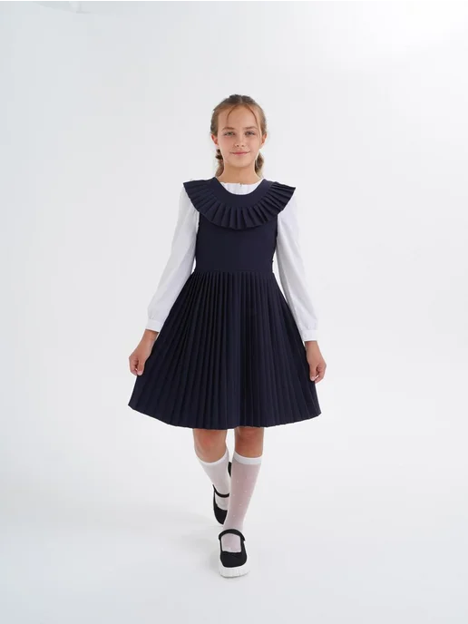 Mon fashion Сарафан школьный для девочки, синий, фото 3