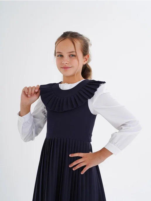 Mon fashion Сарафан школьный для девочки, синий, фото 4