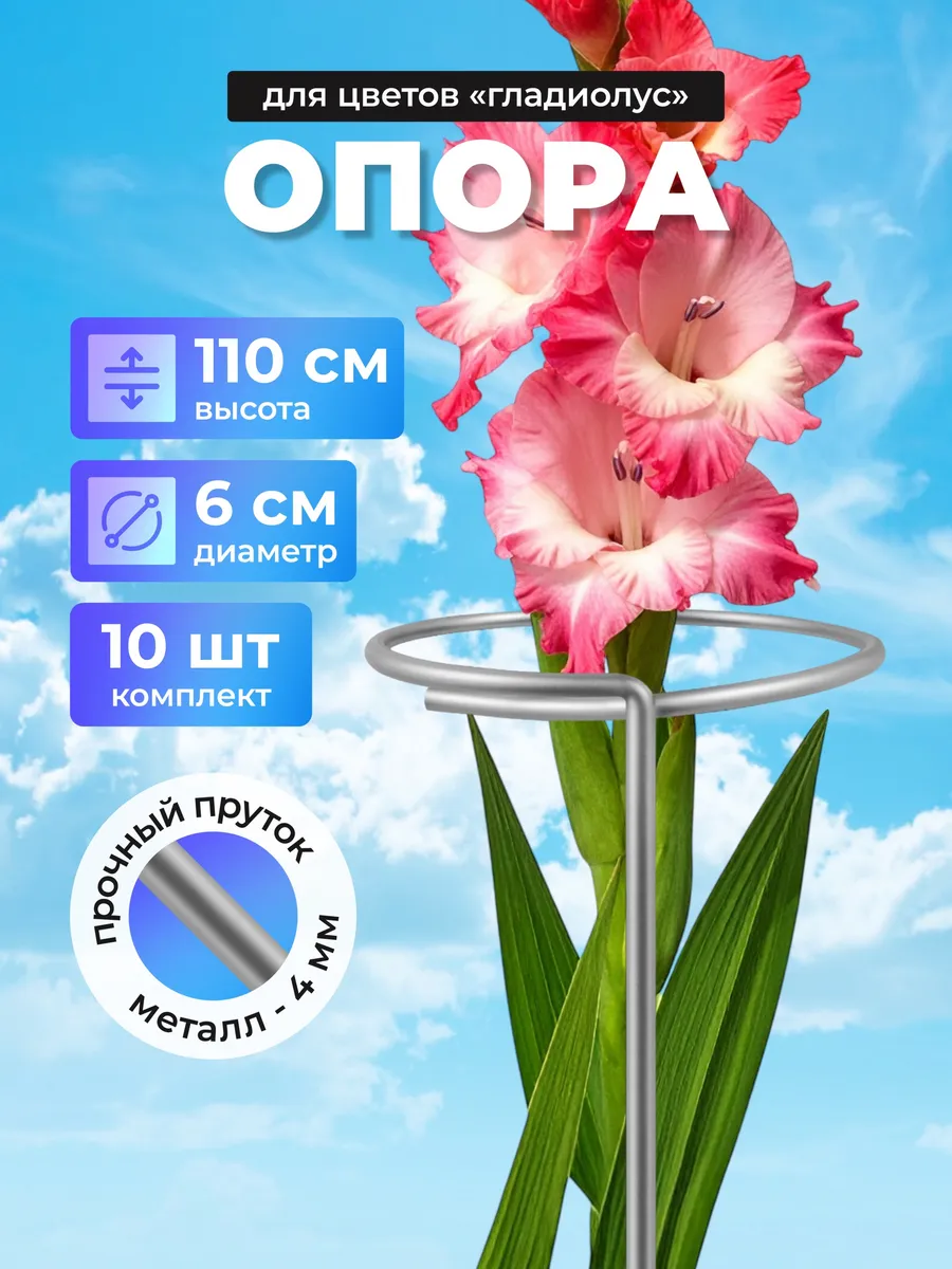 Опора для Гладиолусов оцинкованная 4мм d-6см, h-1,1м (10 шт)