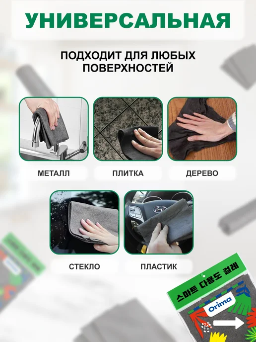 Orima Салфетка для уборки умная тряпка универсальная 2 шт, 2 шт, фото 5