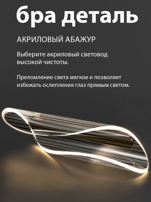 YONLUX Бра Светильник настенный светодиодный, лампы LED, Черный, черный, в упаковке 600 г, фото 3