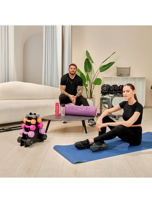 Unix Fit Гантель неопреновая для фитнеса, обрезиненная, 5 кг, 2 шт, 5 кг, 2 шт, фото 8