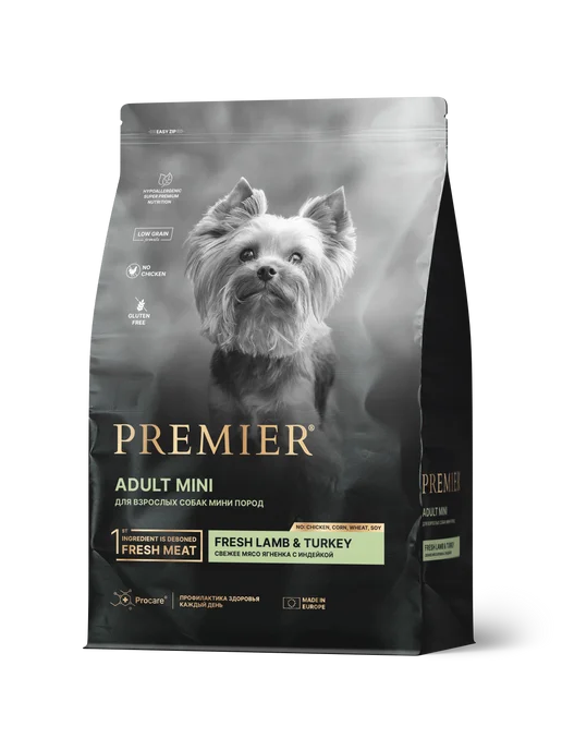 Сухой корм PREMIER для собак, взрослые, мелкие, индейка, ягненок, 1 кг