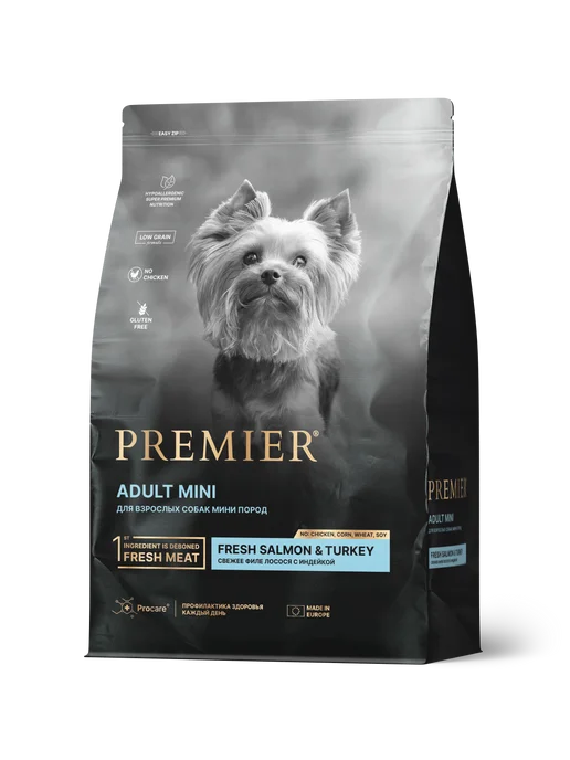 Сухой корм PREMIER для собак, взрослые, мелкие, индейка, лосось, 1 кг