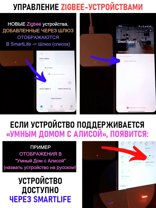 tuya Шлюз ZigBee 3.0 Smart Life (Tuya) работает с Алисой, белый, фото 4