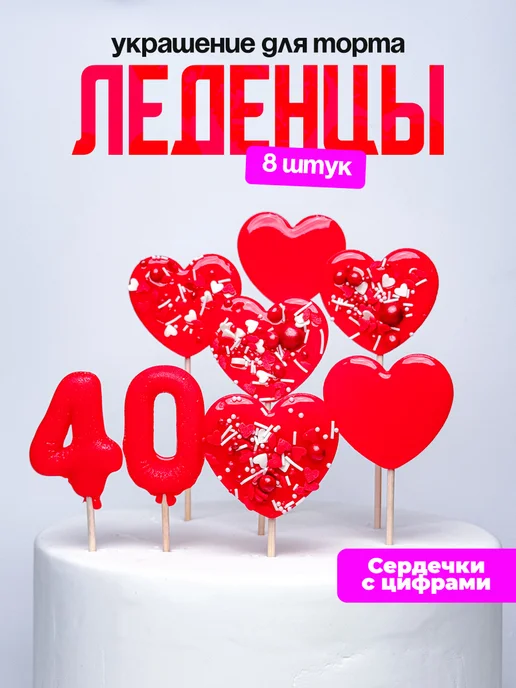 Леденцы для торта с цифрой 40. Украшения торта