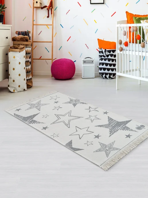 DIVA Tex Коврик детский двусторонний STAR серый, 80х150, Турция, 80x150, фото 3