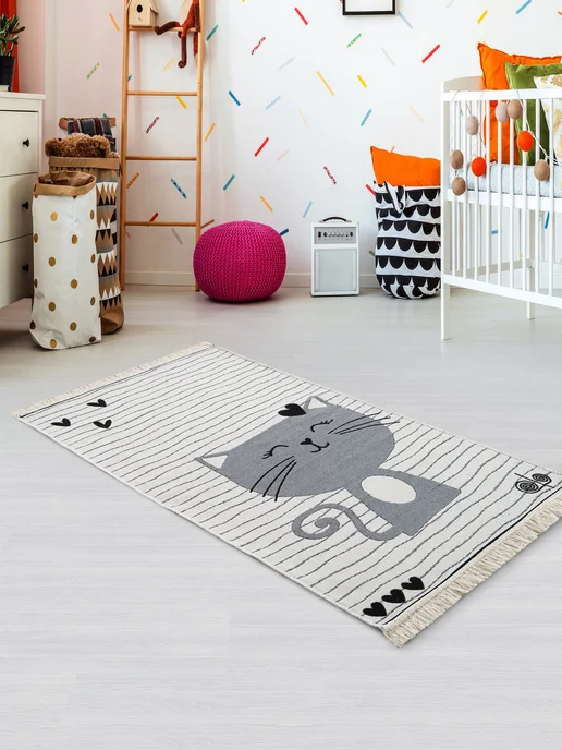 DIVA Tex Коврик детский двусторонний CAT серый, 80х150, Турция, 80x150, фото 3
