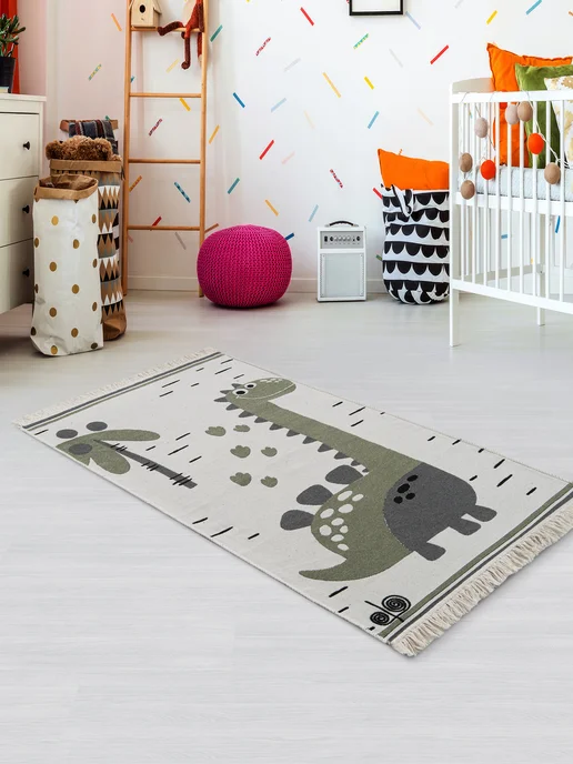 DIVA Tex Коврик детский двусторонний DINOKIDS зеленый, 80х150, Турция, 80x150, фото 3