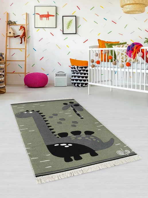 DIVA Tex Коврик детский двусторонний DINOKIDS зеленый, 80х150, Турция, 80x150, фото 6
