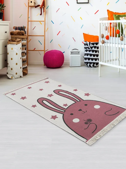 DIVA Tex Коврик детский двусторонний RUBBIT розовый, 80х150, Турция, 80x150, фото 3
