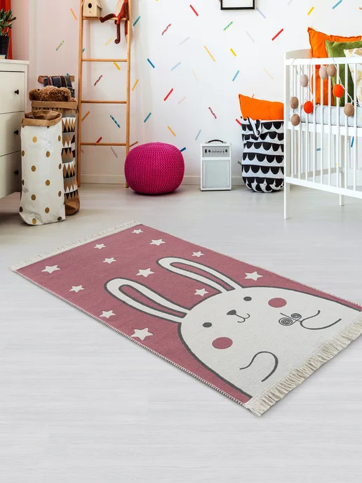 DIVA Tex Коврик детский двусторонний RUBBIT розовый, 80х150, Турция, 80x150, фото 4