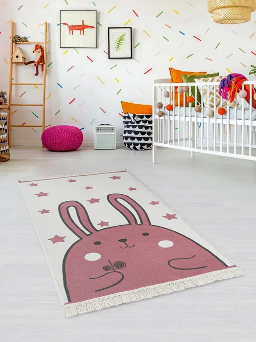 DIVA Tex Коврик детский двусторонний RUBBIT розовый, 80х150, Турция, 80x150, фото 5