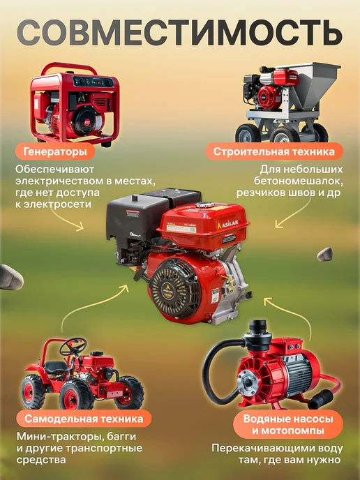Asilak Двигатель бензиновый SL-177F-D25, 1,1 л, фото 4