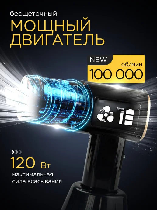 BONWERK Пылесос для автомобиля беспроводной мощный с насадками, черный, фото 2