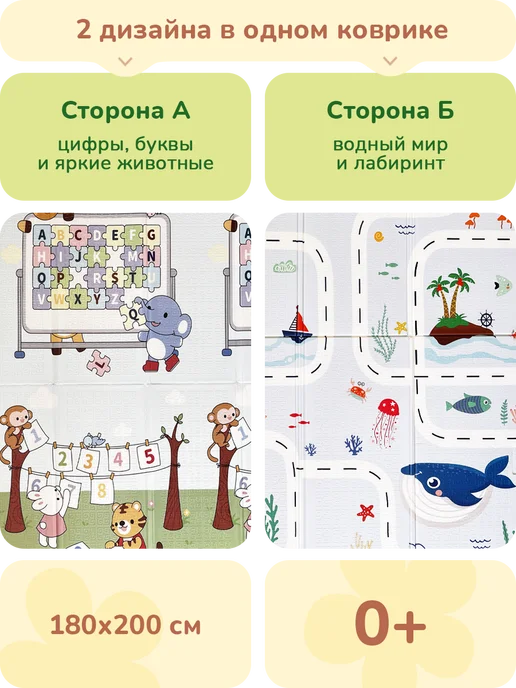 playokay Мастхев! Коврик детский для ползания развивающий, голубой, фото 2