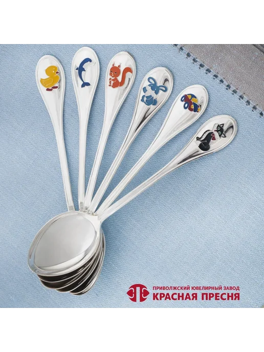 ЗАО Красная Пресня Ложка детская чайная серебряная с эмалью "Цыпленок", серебристый, фото 8